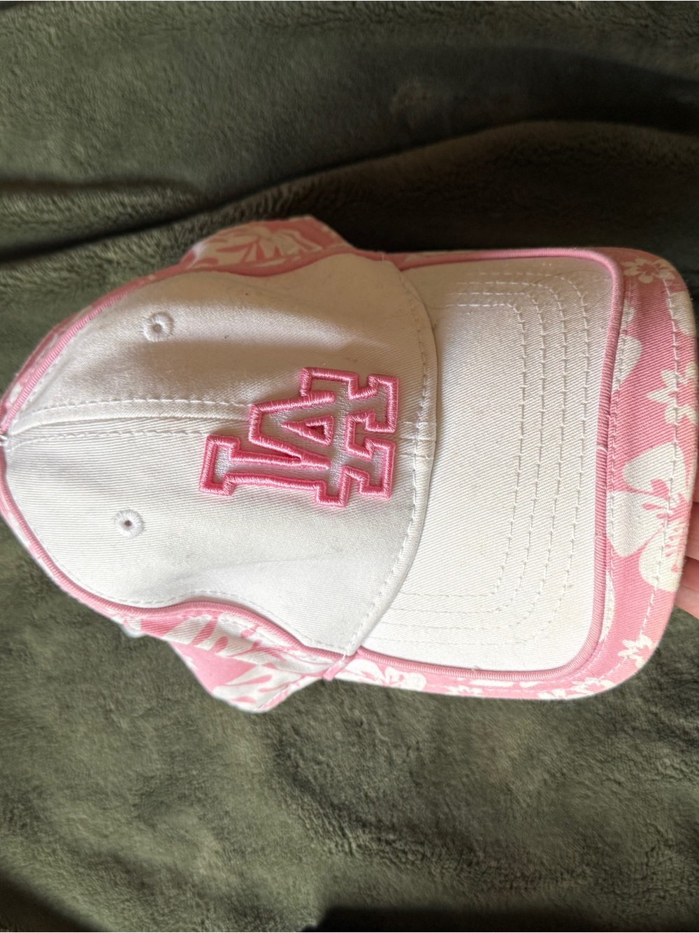 Girls White and Pink Baseball Cap with LA Patch